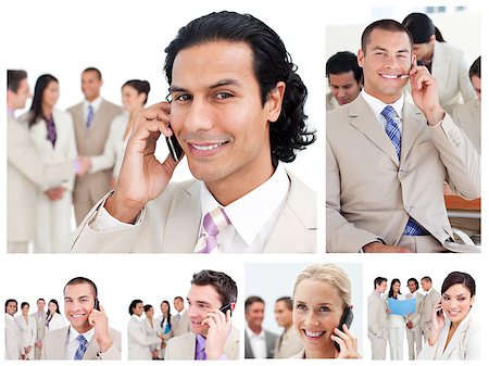 Collage of business people using telephones Stock Photo - Budget Royalty-Free & Subscription, Code: 400-04881414