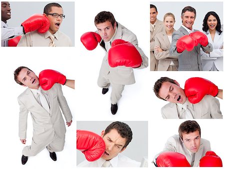 simsearch:400-04333650,k - Collage of business people boxing Stock Photo - Budget Royalty-Free & Subscription, Code: 400-04881412