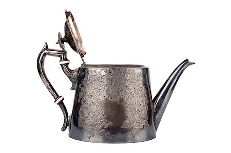 simsearch:400-04773230,k - Antique teapot deco rated with flowers on white background Foto de stock - Super Valor sin royalties y Suscripción, Código: 400-04882313