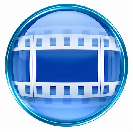 simsearch:400-05350670,k - Film icon blue, isolated on white background. Photographie de stock - Aubaine LD & Abonnement, Code: 400-04882325