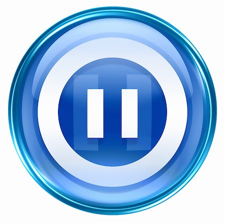 pause button - Pause icon blue, isolated on white background. Stock Photo - Budget Royalty-Free & Subscription, Code: 400-04882323