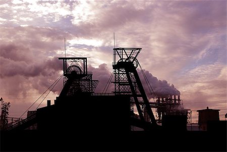 power generator factory - mine factory and smoke from chimneys Stock Photo - Budget Royalty-Free & Subscription, Code: 400-04882515