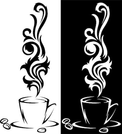 expresso bar - two beautiful stylized cup of steaming coffee Stock Photo - Budget Royalty-Free & Subscription, Code: 400-04882719