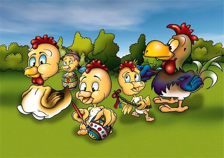 simsearch:400-04907025,k - Chicken and Easter - Cartoon Background Illustration, Bitmap Photographie de stock - Aubaine LD & Abonnement, Code: 400-04882722