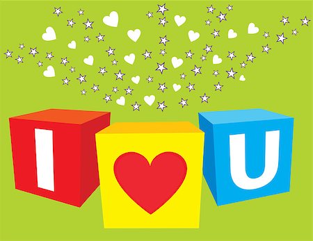 cubes with inscription i love you with sparkling stars and hearts Stock Photo - Budget Royalty-Free & Subscription, Code: 400-04882737