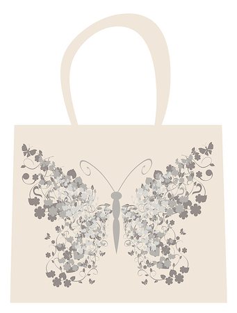 simsearch:400-04802911,k - Vector illustration of a fashion bag with vintage butterfly Stockbilder - Microstock & Abonnement, Bildnummer: 400-04882917