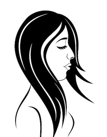 female silhouette in the wind - Illustration beauty face girl portrait - vector Stock Photo - Budget Royalty-Free & Subscription, Code: 400-04883570