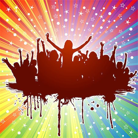 simsearch:400-05071595,k - Party theme with dancing silhouettes on abstract background, element for design, vector illustration Stock Photo - Budget Royalty-Free & Subscription, Code: 400-04883827