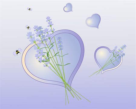 simsearch:633-02417540,k - an illustration of lavender flowers with purple and yellow hearts Foto de stock - Super Valor sin royalties y Suscripción, Código: 400-04894063