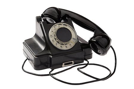 simsearch:400-04493639,k - An old black vintage rotary style telephone off the hook isolated over a white background Foto de stock - Super Valor sin royalties y Suscripción, Código: 400-04895152