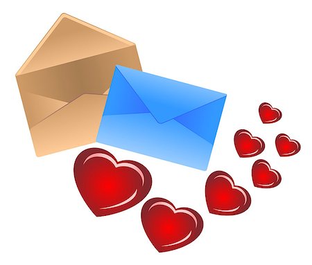 Stylized two envelope with silhouettes of hearts taking off from it Stock Photo - Budget Royalty-Free & Subscription, Code: 400-04895165