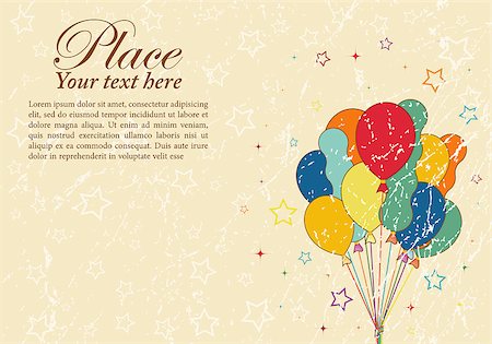 Grunge Retro Party Time theme with Balloon and Star, element for design, vector illustration Stock Photo - Budget Royalty-Free & Subscription, Code: 400-04895179