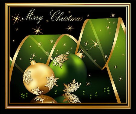 Merry Christmas  background gold and green Stockbilder - Microstock & Abonnement, Bildnummer: 400-04895280