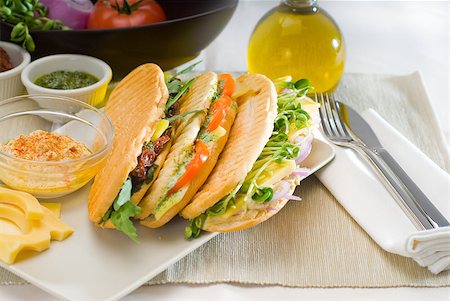 assortment of fresh homemade vegetarian  italian panini sandwich,typical italian snack Stock Photo - Budget Royalty-Free & Subscription, Code: 400-04895444