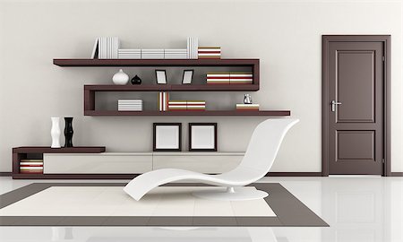 beige and brown elegant minimalist lounge - rendering Photographie de stock - Aubaine LD & Abonnement, Code: 400-04895606