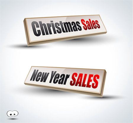 Christmas and New Year sales 3D Panels with delicate Shadows and glossy reflection. Ready to copy and past on every surface. Stock Photo - Budget Royalty-Free & Subscription, Code: 400-04895987