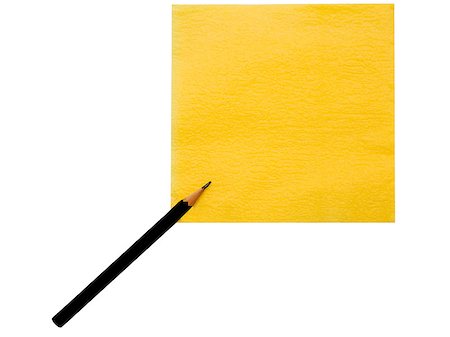 The yellow napkin and the yellow pencil on the white background Stock Photo - Budget Royalty-Free & Subscription, Code: 400-04896020