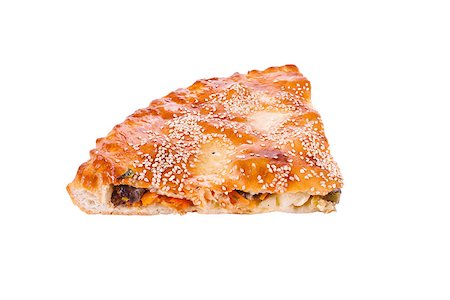 simsearch:400-07894746,k - A piece of meat pie on a white background Foto de stock - Super Valor sin royalties y Suscripción, Código: 400-04896044