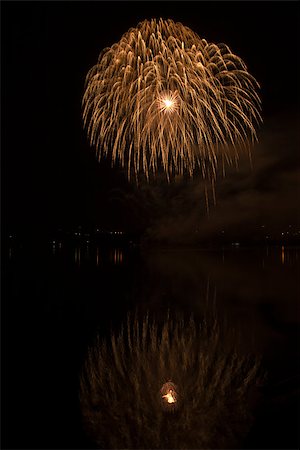 simsearch:400-04419970,k - Colorful fireworks on the black sky background and water reflections Stock Photo - Budget Royalty-Free & Subscription, Code: 400-04896067