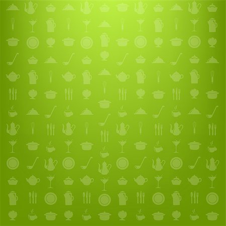 dinner plate graphic - Green Kitchen Background, Vector Illustration Foto de stock - Super Valor sin royalties y Suscripción, Código: 400-04896821
