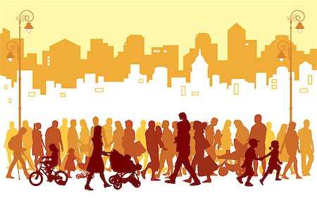 simsearch:400-07924838,k - Crowd of people walking on a street. Foto de stock - Super Valor sin royalties y Suscripción, Código: 400-04897208