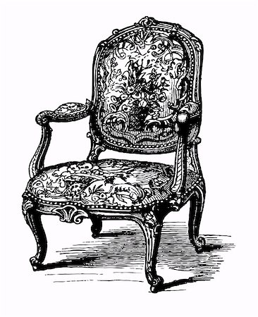 Vector illustration of antique baroque armchair, damask chair Foto de stock - Super Valor sin royalties y Suscripción, Código: 400-04897236