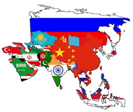 simsearch:400-05367288,k - old political map of asia with flags Stock Photo - Budget Royalty-Free & Subscription, Code: 400-04897269