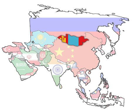 simsearch:400-05347677,k - old political map of asia with flag of mongolia Photographie de stock - Aubaine LD & Abonnement, Code: 400-04897276