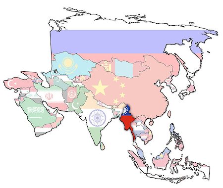 simsearch:400-04421952,k - old political map of asia with flag of birma Stockbilder - Microstock & Abonnement, Bildnummer: 400-04897270
