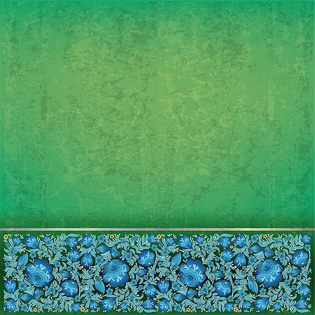 abstract grunge green background with blue floral ornament Stock Photo - Budget Royalty-Free & Subscription, Code: 400-04897701