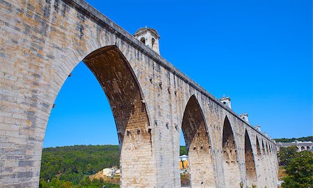 historic aqueduct in the city of Lisbon built in 18th century, Portugal Stock Photo - Budget Royalty-Free & Subscription, Code: 400-04897816
