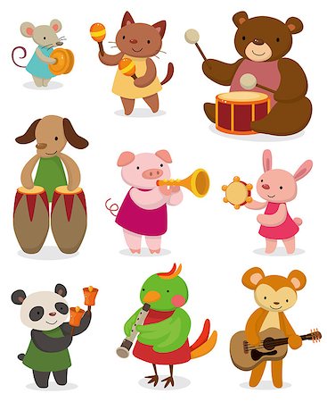 simsearch:400-04908487,k - cartoon animal playing music Foto de stock - Super Valor sin royalties y Suscripción, Código: 400-04898184