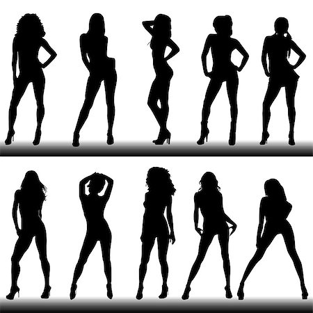 erotic female figures - image of vector illustration of girl silhouettes Stock Photo - Budget Royalty-Free & Subscription, Code: 400-04898220