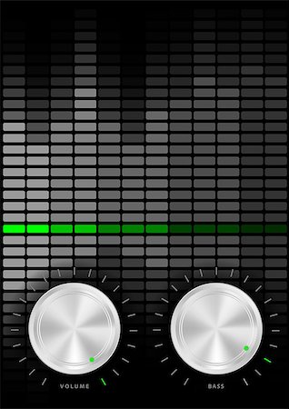 equalizer - Music Party Background - Amplifier Volume and Bass Knobs and Grey Equalizer on Dark Background Stockbilder - Microstock & Abonnement, Bildnummer: 400-04898480