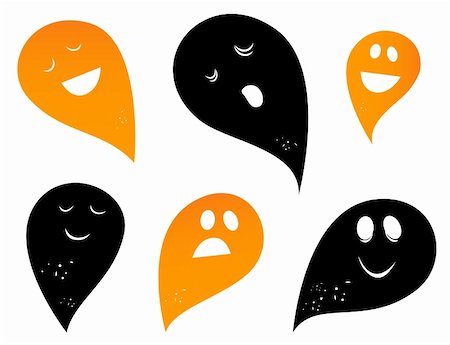 simsearch:400-06393288,k - Happy Ghost & Creatures silhouettes collection. Vector Photographie de stock - Aubaine LD & Abonnement, Code: 400-04899003