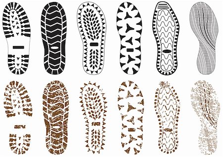 Vector illustration set of footprints with & without sand texture. All vector objects are isolated and grouped. Colors and transparent background color are easy to customize. Fotografie stock - Microstock e Abbonamento, Codice: 400-04899027