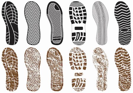 Vector illustration set of footprints with & without sand texture. All vector objects are isolated and grouped. Colors and transparent background color are easy to customize. Fotografie stock - Microstock e Abbonamento, Codice: 400-04899028