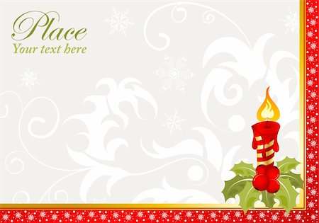 red christmas invitation - Christmas Frame with candle, element for design, vector illustration Stock Photo - Budget Royalty-Free & Subscription, Code: 400-04899169