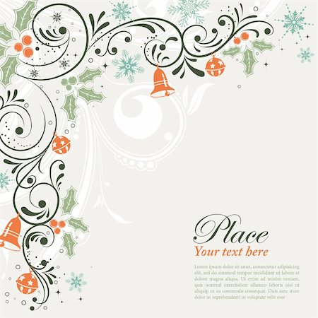 Christmas Frame with snowflakes and holly berry, element for design, vector illustration Fotografie stock - Microstock e Abbonamento, Codice: 400-04899171