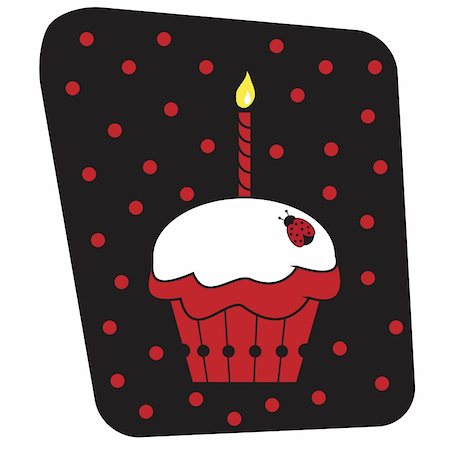 Cute red and black ladybug cupcake with candle Photographie de stock - Aubaine LD & Abonnement, Code: 400-04899191