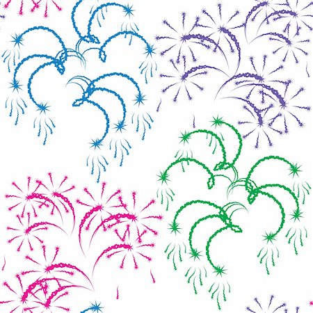 fireworks on a white background - Vector illustration. Seamless pattern - fireworks on a white background. Foto de stock - Super Valor sin royalties y Suscripción, Código: 400-04899311