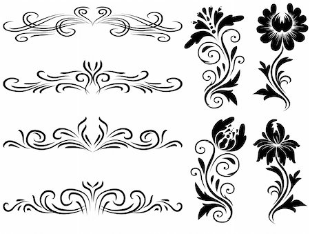 filigree graphics - Horizontal elements decoration vector, floral graphic design elements vector. Basic elements are grouped. Foto de stock - Super Valor sin royalties y Suscripción, Código: 400-04899370