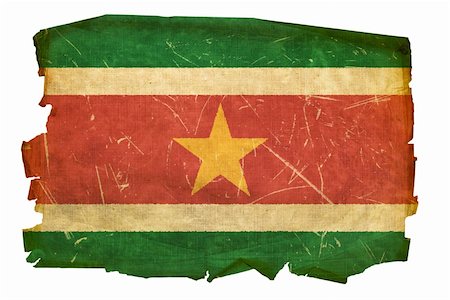simsearch:400-04899420,k - Suriname flag old, isolated on white background Stock Photo - Budget Royalty-Free & Subscription, Code: 400-04899408