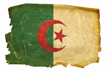 simsearch:400-04899420,k - Algeria flag old, isolated on white background Stock Photo - Budget Royalty-Free & Subscription, Code: 400-04899410