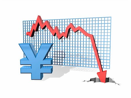 Graph showing the falling value of the Yen Stockbilder - Microstock & Abonnement, Bildnummer: 400-04899597