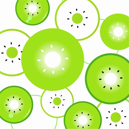 Fresh stylized Fruit pattern - Kiwi slices isolated on white. Vector Background. Stock Photo - Budget Royalty-Free & Subscription, Code: 400-04899600