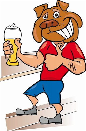 bulldog man with glass of beer cartoon illustration Stock Photo - Budget Royalty-Free & Subscription, Code: 400-04899627