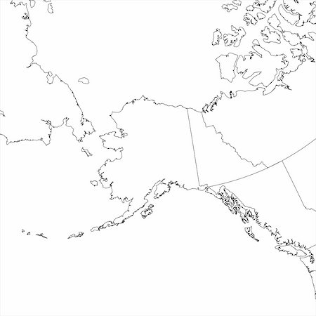 Blank Alaskan regional map in orthographic projection. Stockbilder - Microstock & Abonnement, Bildnummer: 400-04899920