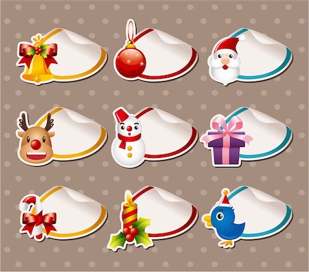 simsearch:400-07105067,k - Cartoon Xmas Label Stickers Stock Photo - Budget Royalty-Free & Subscription, Code: 400-04899975