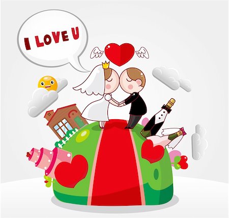 cartoon wedding card Stock Photo - Budget Royalty-Free & Subscription, Code: 400-04899970